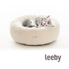 Leeby Cama Redonda Desenfundable Blanca con Ovejitas para gatitos, , large image number null